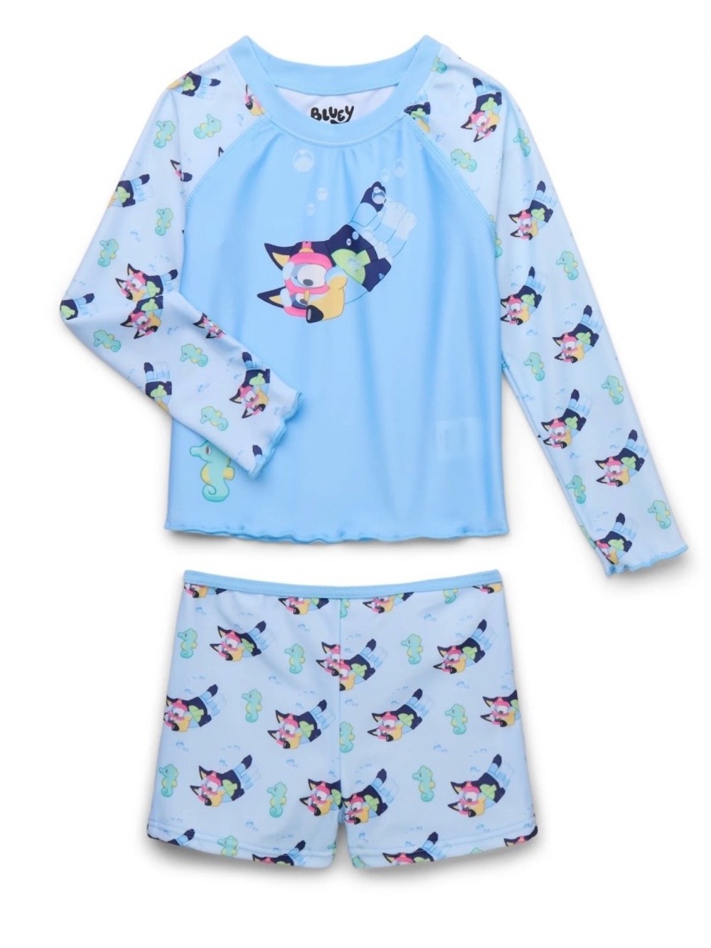 Bluey Light Blue Kids' Rash Guard Set - Light Blue